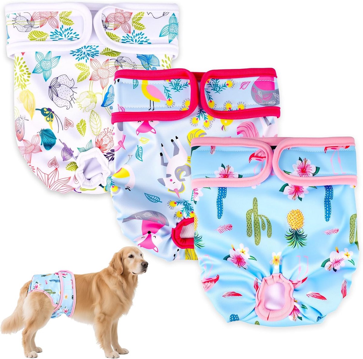 Luiers, hoog absorberend broekje voor vrouwelijke huisdieren, hygiënische wasbare luier voor honden, luiers voor honden bij loopsheid en incontinentie (xs, patroon 4)