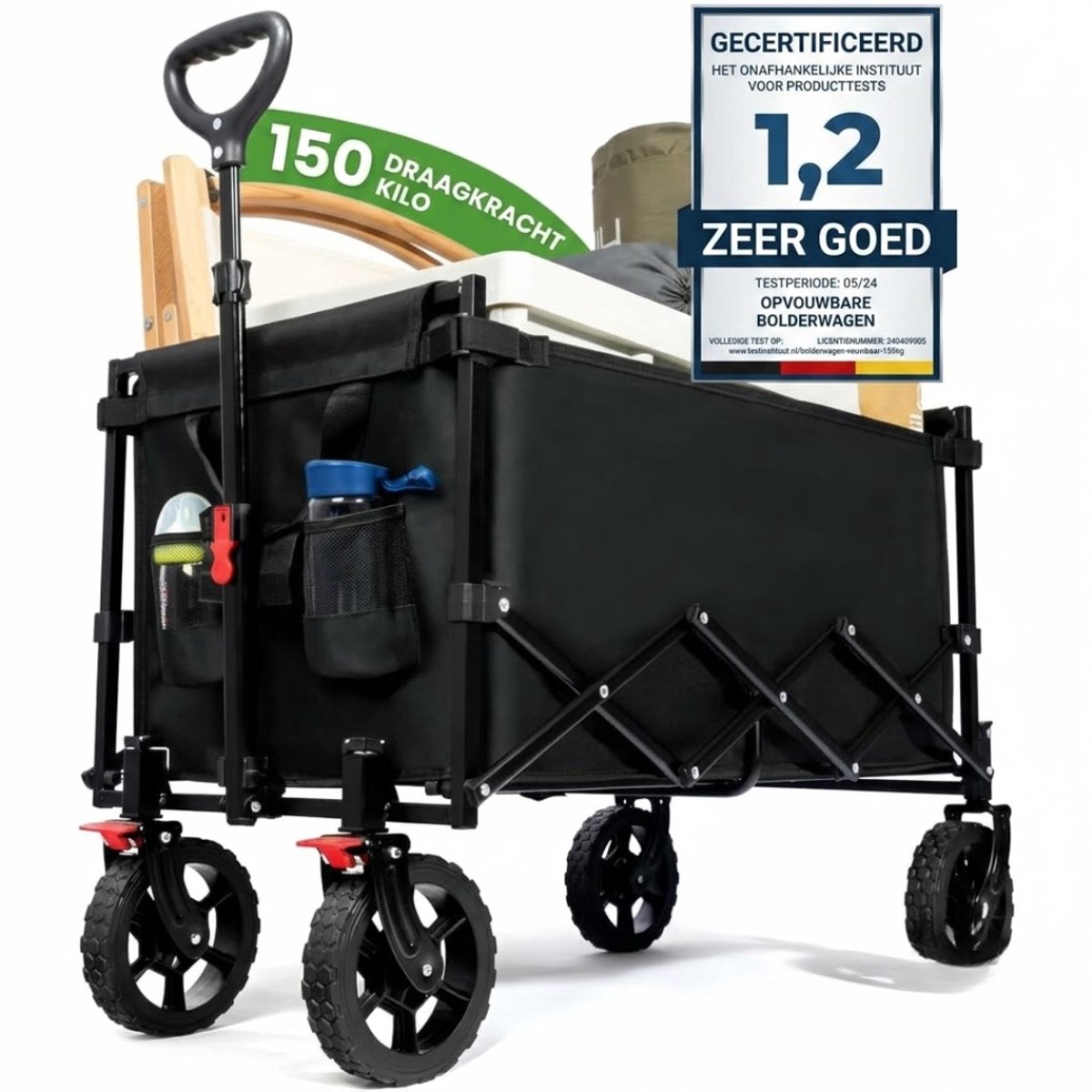 LNMsolutions® Bolderkar - Bolderkar Opvouwbaar - Inklapbare Bolderwagen - Zwart - 75cm x 48cm x 62cm