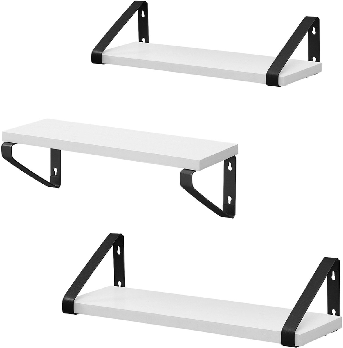 Plankenset – 3-delige set wandplanken – twee bevestigingsmogelijkheden – Zwart