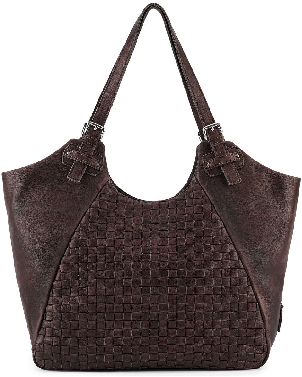 FREDsBRUDER Leren shopper Calm Weave Collection Shopper Dark Chocolate donkerbruin