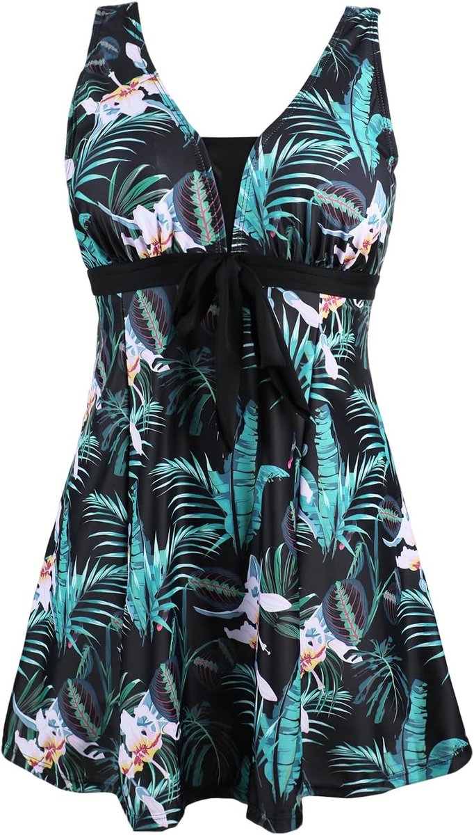 Badpak voor dames, uit 1 stuk, buikcontrole, figuurvormend, grote maat, push-up, gevoerd, elegant