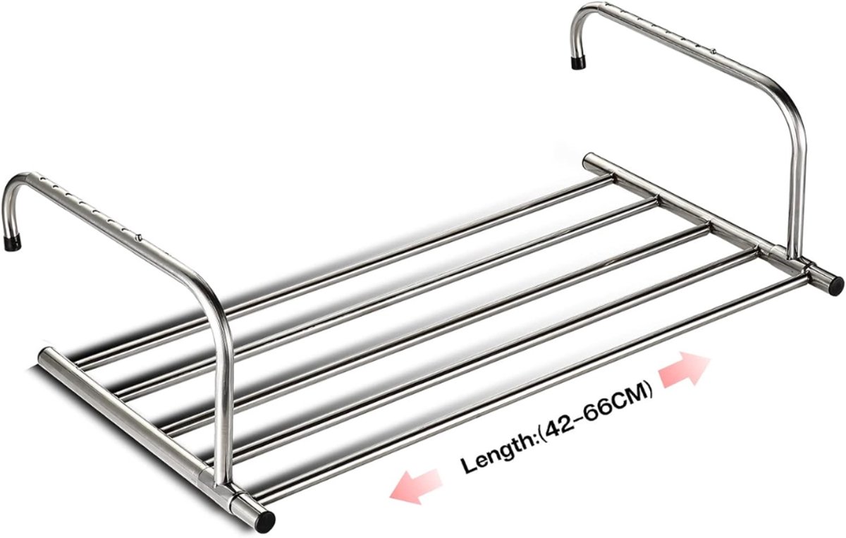 ZRNS® Droogrek Deur - Hangend Wasrek - Handdoekrek Badkamer - Ook voor Balkon of Radiator - Uittrekbaar 42-66 cm