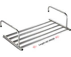 ZRNS® Droogrek Deur - Hangend Wasrek - Handdoekrek Badkamer - Ook voor Balkon of Radiator - Uittrekbaar 42-66 cm