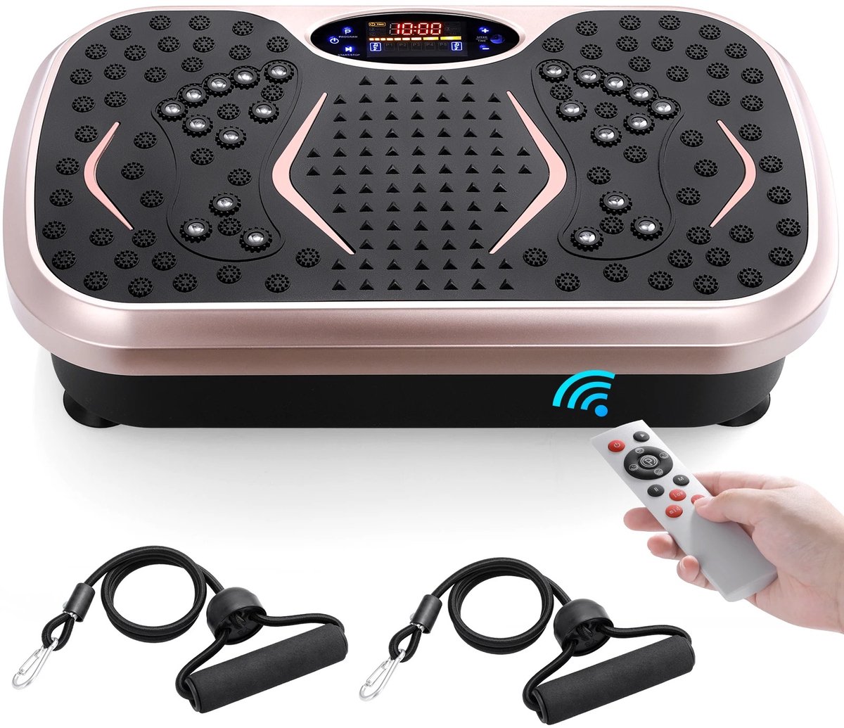 G&G trilplaat - Vibratie plaat - Fitness - Benen - Bloedsomloop - 99 snelheden - 5 programma's - Stil - 2 weerstandbanden - Roze