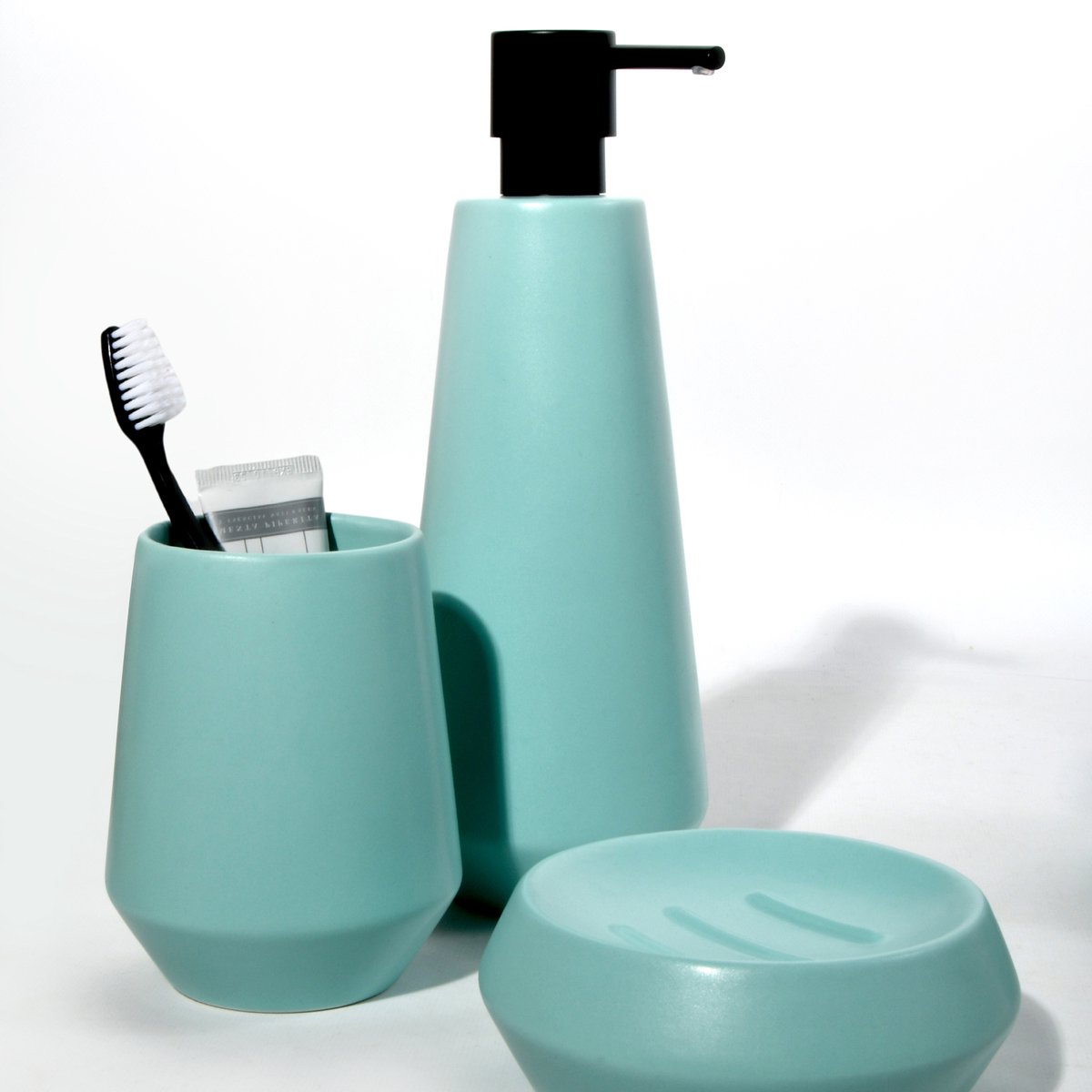 Spirella Joshua Matt Aqua Tandenborstelhouder – Keramieke Tandenborstelhouder in Mat Goud – Borstelhouder 9x9x11,5 cm