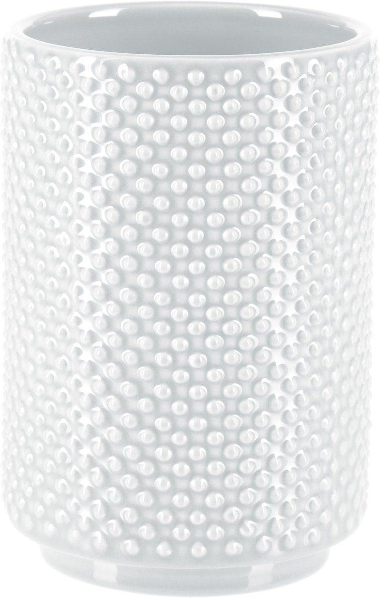 Spirella Mero Tandenborstelhouder Wit – Tumbler Badkamer Beker voor Tandenborstel en Tandpasta – 8 x 11,5 cm