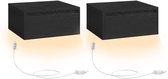 Nancy's Bova Nachtkastje set van 2 - Zwevende - Met verlichting in 3 kleuren - Zwart - ± 40 x 35 x 20 cm