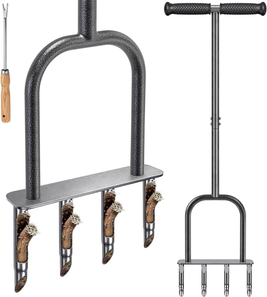 Gazon Beluchter - Grondboor Tool - Bodem Verbeteren - Anti-verstopping Ontwerp - 95 cm Lengte - Zwart