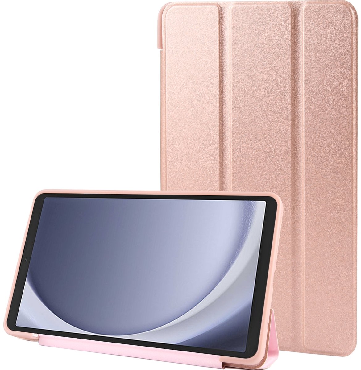 Mobigear Tablethoes geschikt voor Samsung Galaxy Tab A9 (2023) Hoes TPU,Kunstleer | Mobigear Tri-Fold Gel Bookcase - Roségoud