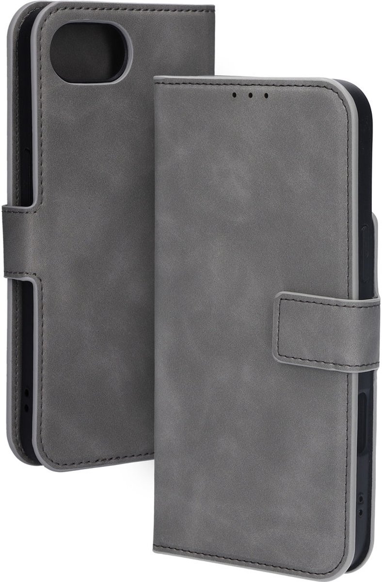 Mobiparts Telefoonhoesje geschikt voor Apple iPhone 17e MagSafe Hoesje | Mobiparts Classic Wallet Bookcase | Geschikt voor MagSafe | Geschikt voor Draadloos Opladen met Magnetische Ring | Geschikt voor MagSafe Case - Granite Grey | Grijs