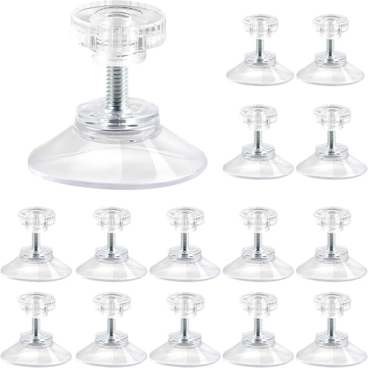 Zuignap met schroefdraad - 15 stuks - Transparante PVC - Transparante Zuignap - 40 mm diameter - M4 x 8 mm - zuignappen met schroefdraad en kartelmoer - voor ramen, auto, keuken, badkamer, gladde oppervlakken