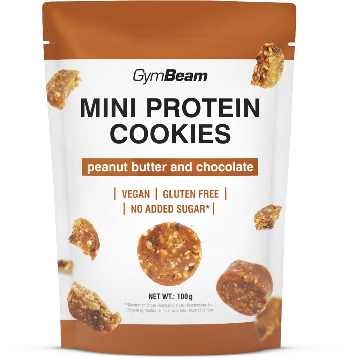 GymBeam Mini-eiwitkoekjes 100 g pindakaas-chocolade
