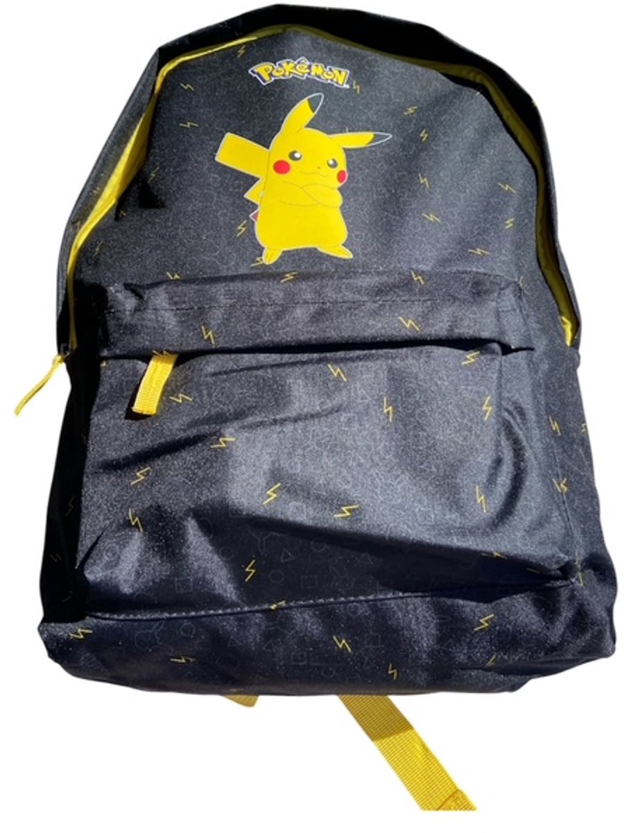 Pokémon Pikachu Rugzak - Zwart met fijne bliksemflitsen - Kinderschooltas
