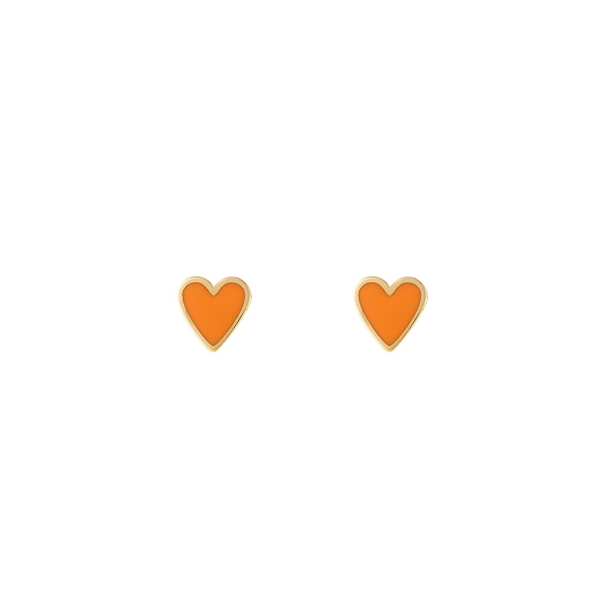 Stainless Steel Minimalistische Hart Oorknopjes met Emaille – Trendy Studs – RVS - Oranje
