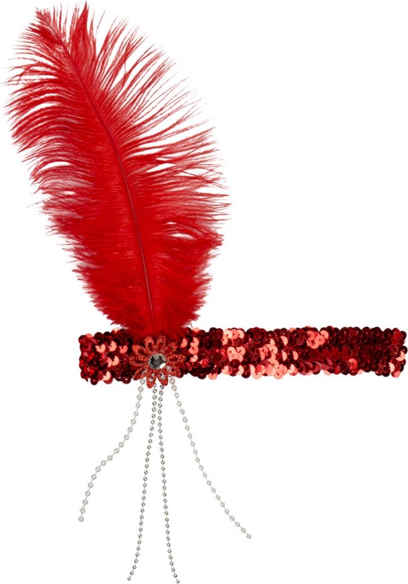 New Age Devi - Flapper hoofdband - dames one size - in sprankelend rood!