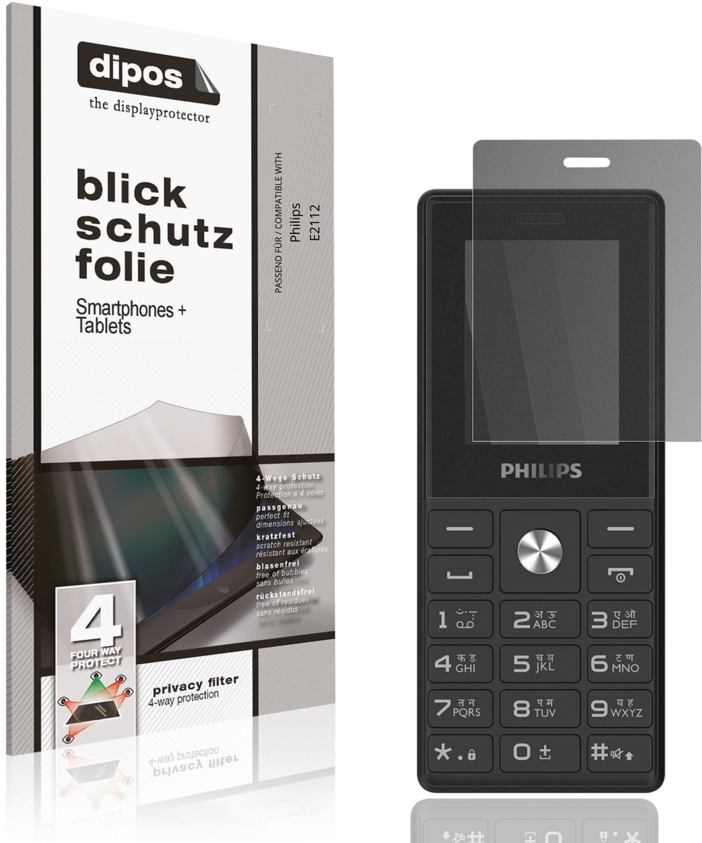 dipos – Matte Privacy Screenprotector geschikt voor Philips E2112 | Anti-Spy Beschermfolie