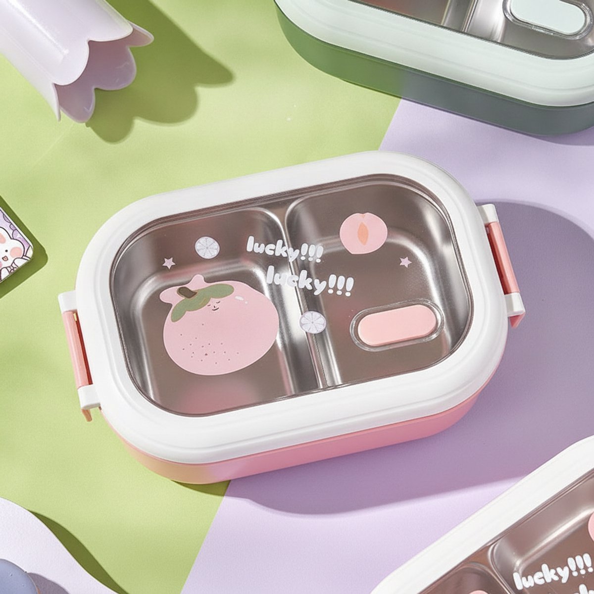 TEKROA Lunchbox - 2-in-1 Bento Box-RVS Broodtrommel-Compartimenten-Volwassenen en Kinderen-Salade lunchbox - Duurzaam & Stijlvol - roze