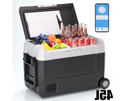 Elektrische Koelbox - Refrigerator - Frigobox - Vriezer - Auto Koelkast - Compressor Koelbox - 45L - Dual Zone Vriezer & Koeler - 12V / 24V DC, 100-240V AC - met Wielen en App-bediening - Voor Camping en Reizen