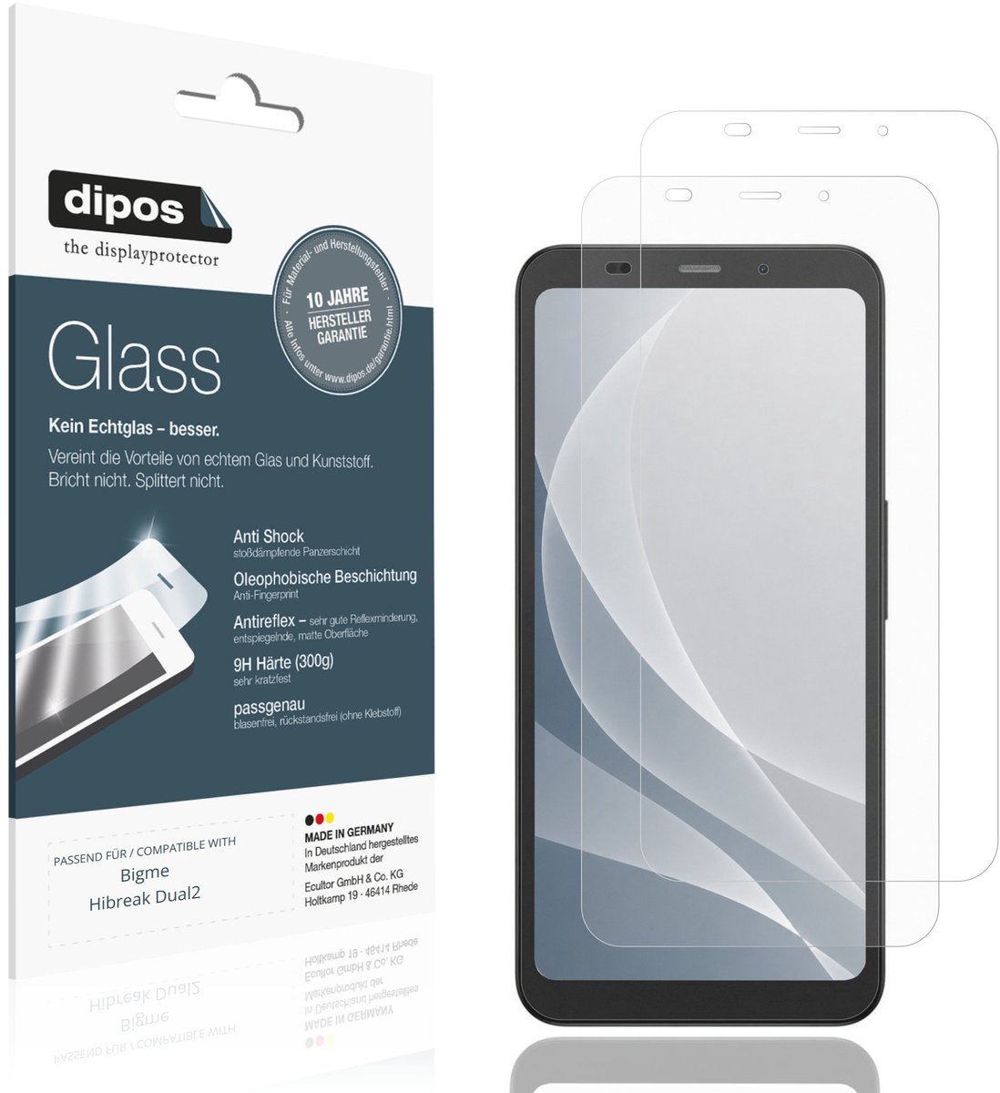 dipos – 2x Matte Pantserfolie geschikt voor Bigme Hibreak Dual2 | 9H Screenprotector