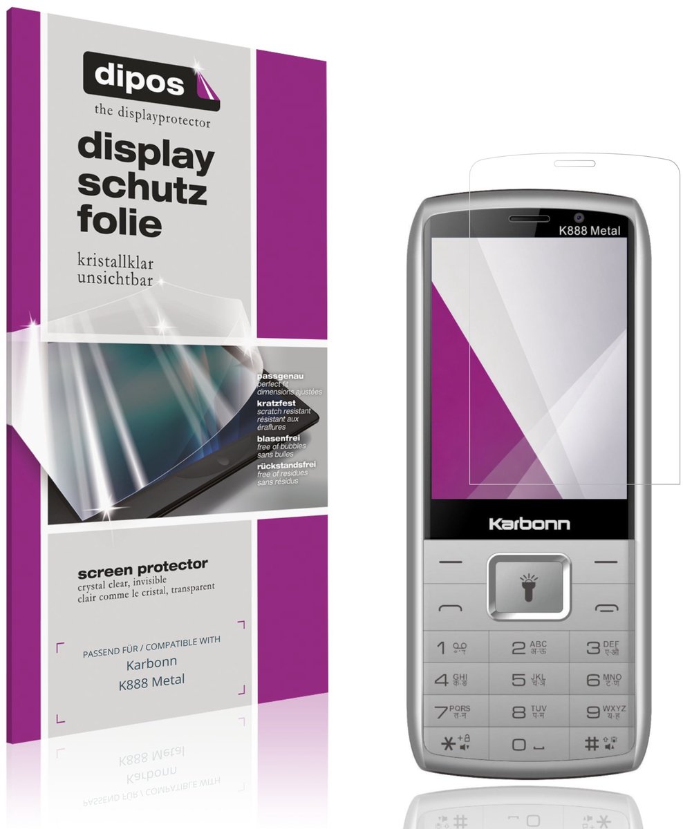 dipos – 4x Beschermfolie geschikt voor Karbonn K888 Metal | Krasbestendige & heldere Screenprotector Ultra-Thin