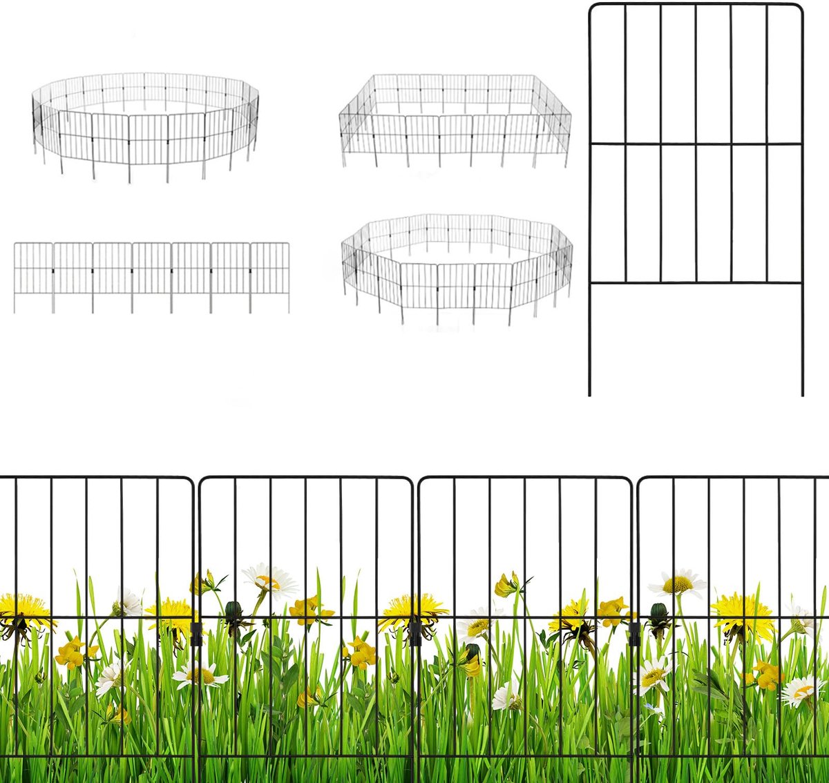 KOMFOTTEU 25 stuks tuinhekken - metalen vijverhekken - 33 x 61 cm gaasomheiningsset - insteekhek