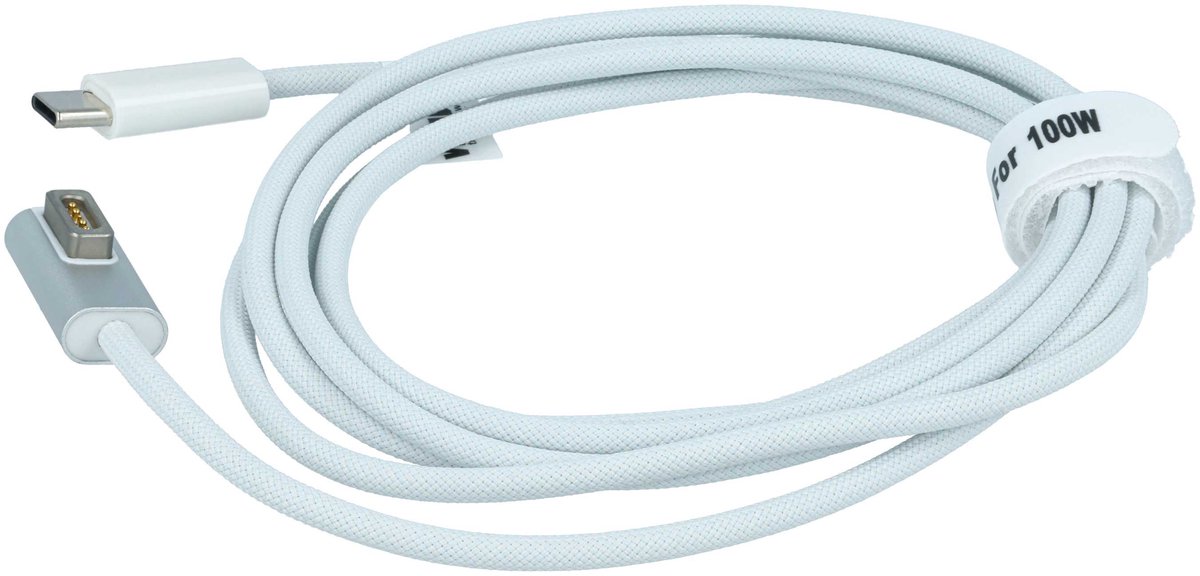 vhbw USB Type-C naar MagSafe 1 adapterkabel compatibel met Apple MB881LL/A, MB699CH/A, MB990CH/A notebooks en laptops - 14,6 cm, 100 W, nylon gevlochten