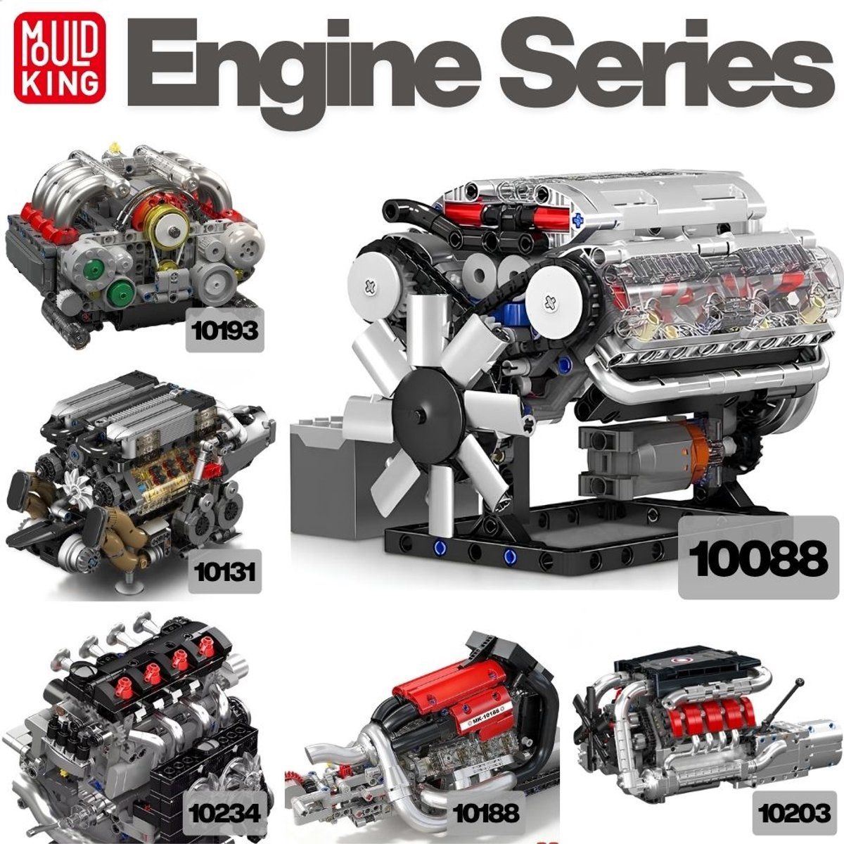Mould King 10171 Icons Technic V8 formule 1 motor | F1 speed champions modelbouw | Creator classic bouwpakket compatibel met lego | Technische speelgoed ideas voor expert volwassenen & kinderen | Bouwdoos met 535 bouwstenen — afbeelding 14