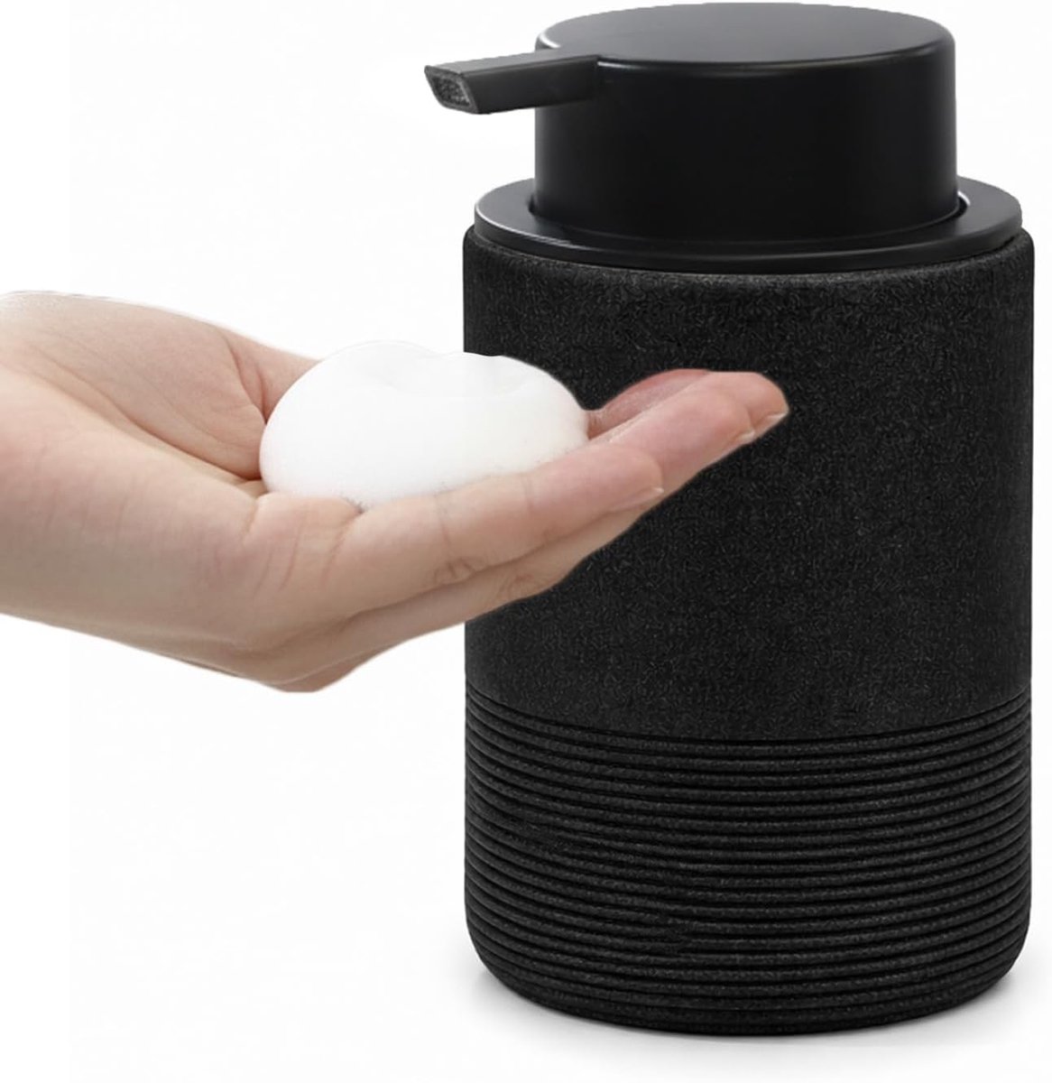 SnelShoppen - Luxe Schuimende Zeepdispenser van Hars, Navulbare Handzeepdispenser met Pomp, Lekvrije, Zwart voor Badkamer, Keuken & Aanrecht
