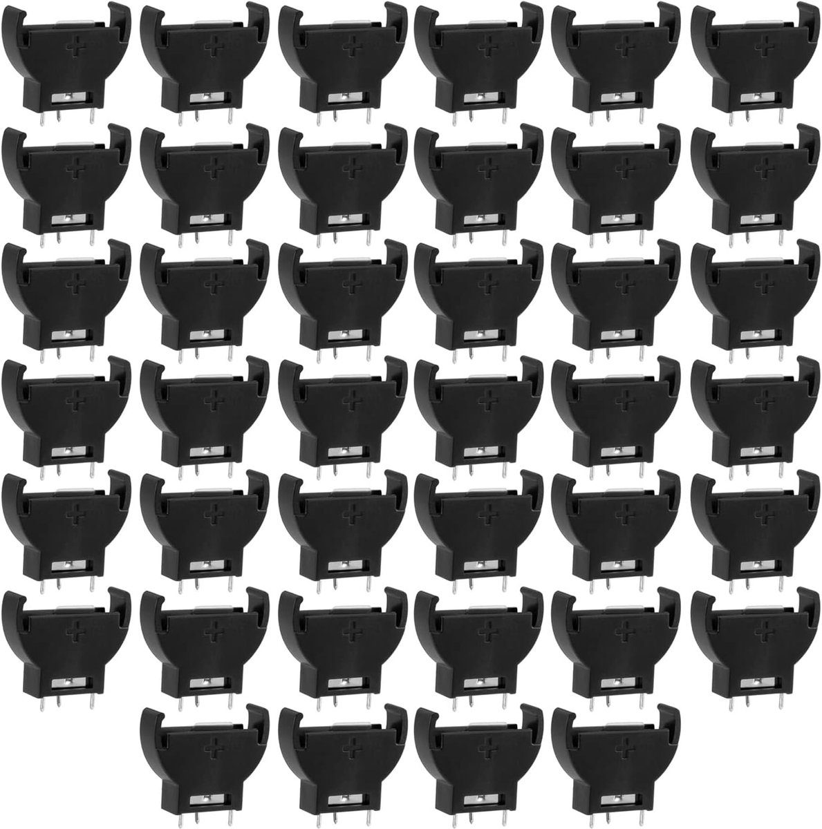 SnelShoppen - 40pcs CR2032 Batterijhouder Verticaal, Button Cell Houder, CR2025 Batterijhouders, 3V, Zwart, Ideaal voor Arduino DIY Projecten