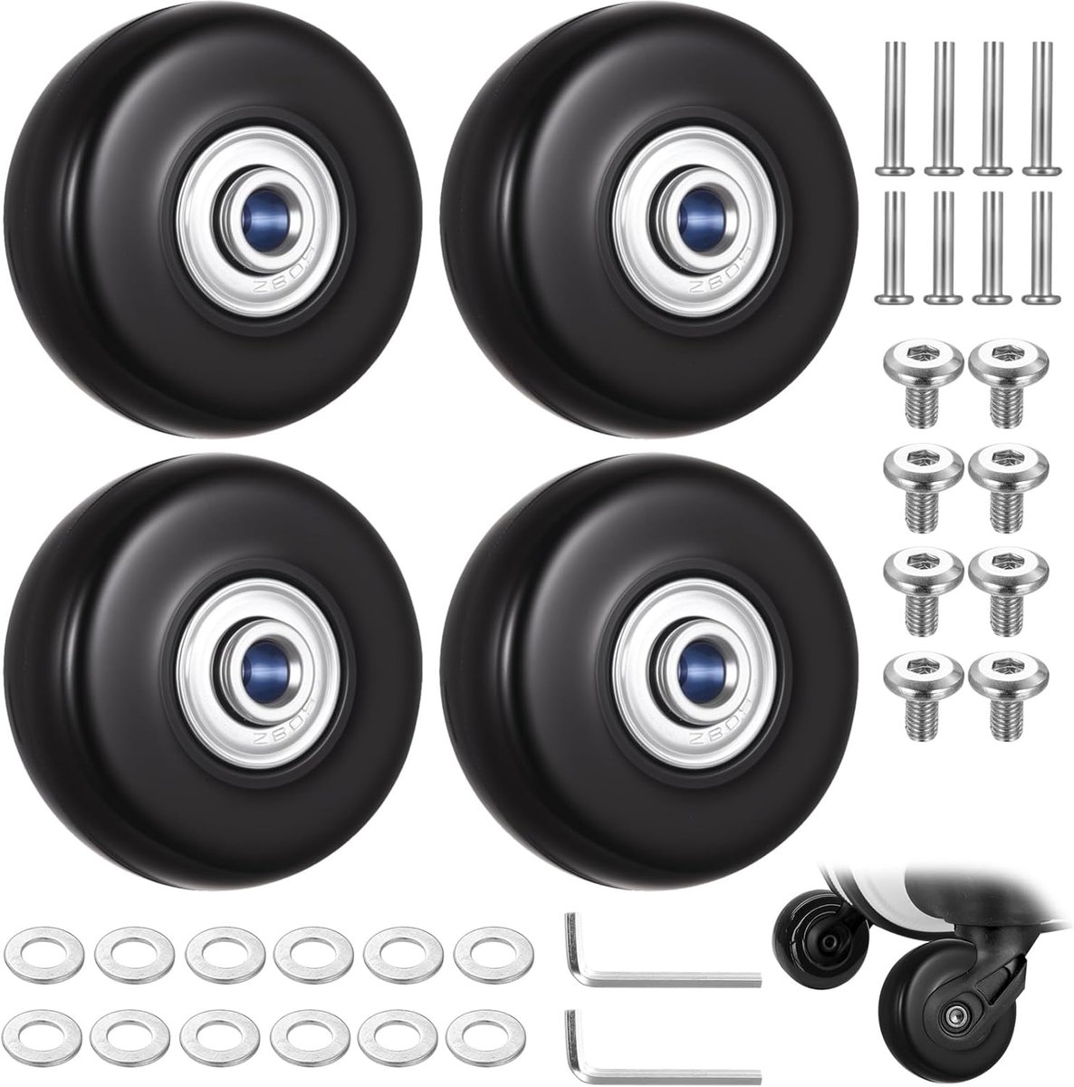 SnelShoppen - Pack van 4 Vervangwielen voor Koffer - 50 x 18 mm - Duurzame Rubber Wielen - Reservewielen voor Koffers - Geschikt voor Reisbagage