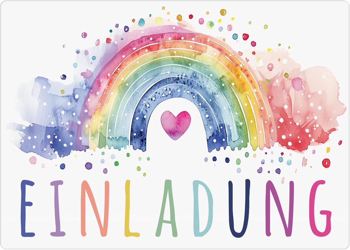 SnelShoppen - 12 Verjaardagsuitnodigingen Kaarten, Kleurrijke Regenboog Motieven voor Feest, Perfecte Uitnodiging voor een Betoverend en Vrolijk Verja