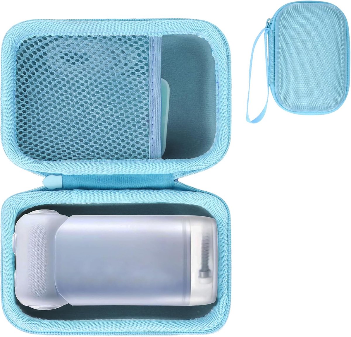 SnelShoppen - Hard Case Voor Draagbare Waterflosser - Beschermhoes Voor Usmile C10/C10s - Lichtblauw, Waterdicht Nylon & EVA, Ideaal Voor Thuis & Op R