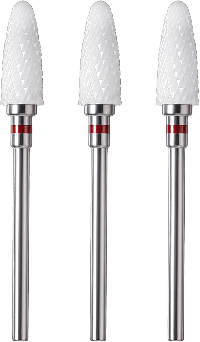 SnelShoppen - Nail Drill Bits Set 3Pcs Carbide 3/32" voor Manicure Pedicure, Professionele Nagelvijlen, Tungsten Bits, Cuticle Cleaner, Wit