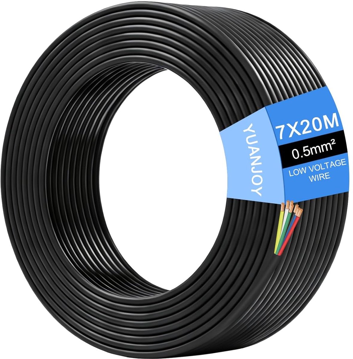 SnelShoppen - 7 Draad 0.5 mm² 15 m Voertuig Kabel - Multikern Montagekabel Ronde Aardgeleider Zwart voor Caravans, Vrachtwagens, Trailers