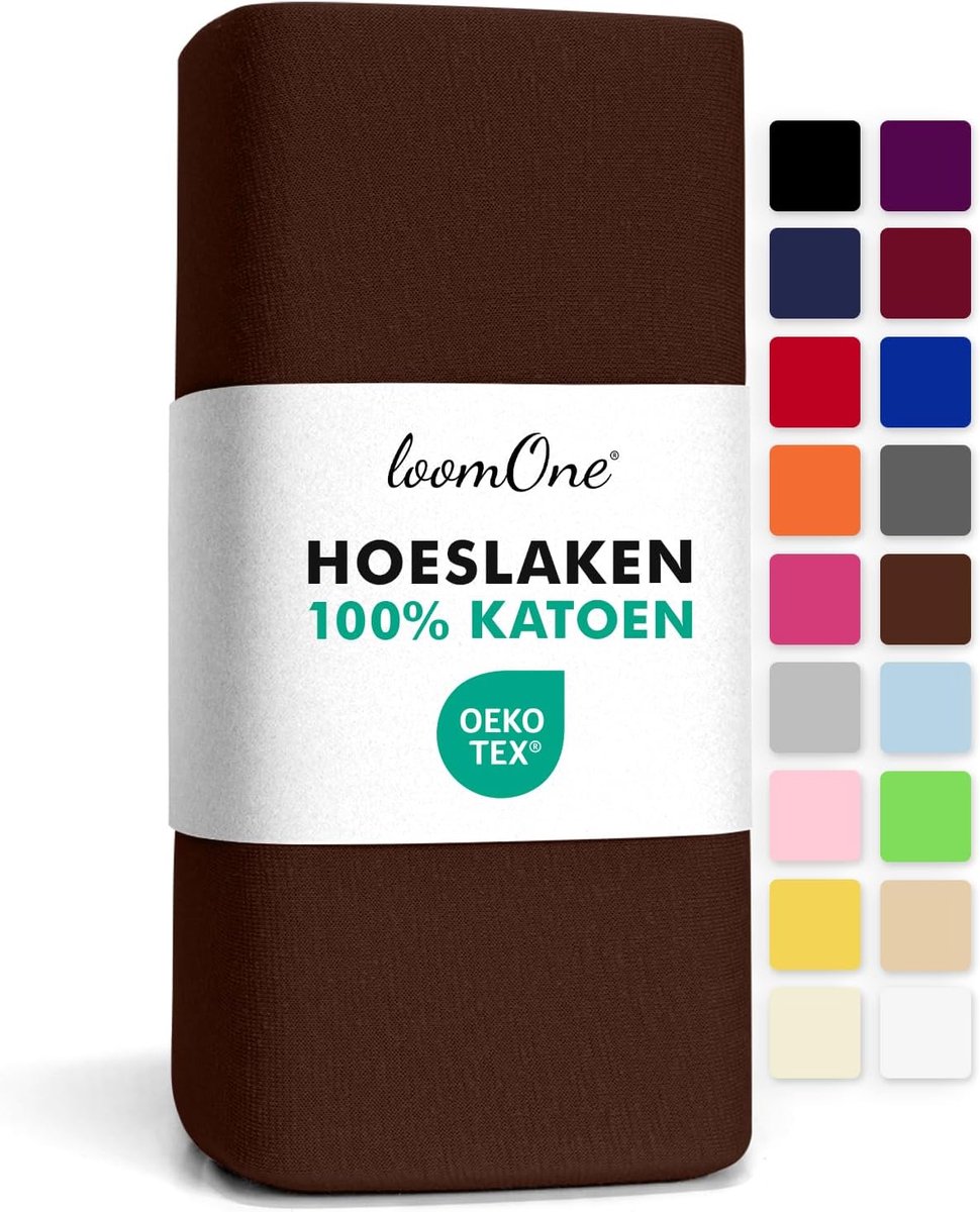 SnelShoppen - Jersey Fitted Sheet 140x200-160x200 cm - 100% Katoen - Ademend en Zacht - OEKO-TEX Gecertificeerd - Bruin met All-Around Elastische Band