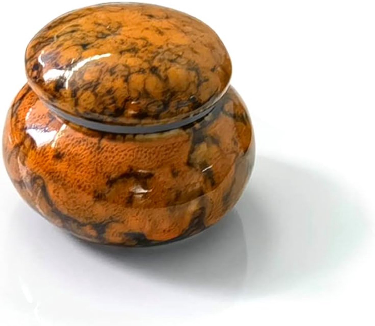 SnelShoppen - Mini Urnen voor Menselijke As, Kleine Crematie Urn van Keramiek met Oranje Design, Handgemaakte Herinneringsurn voor Mens en Huisdier, D