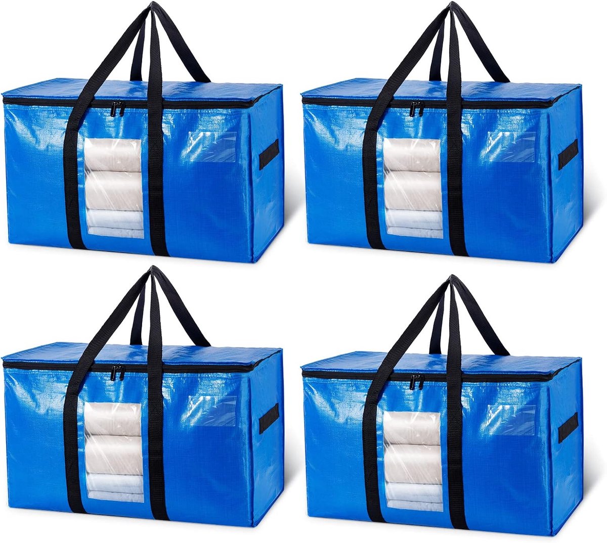 SnelShoppen - TAILI Grote Verhuisdozen 4-Pack, Robuuste Waterdichte Opbergzakken met Rits en Versterkte Handvatten, Geschikt voor Verhuizen, Reizen en
