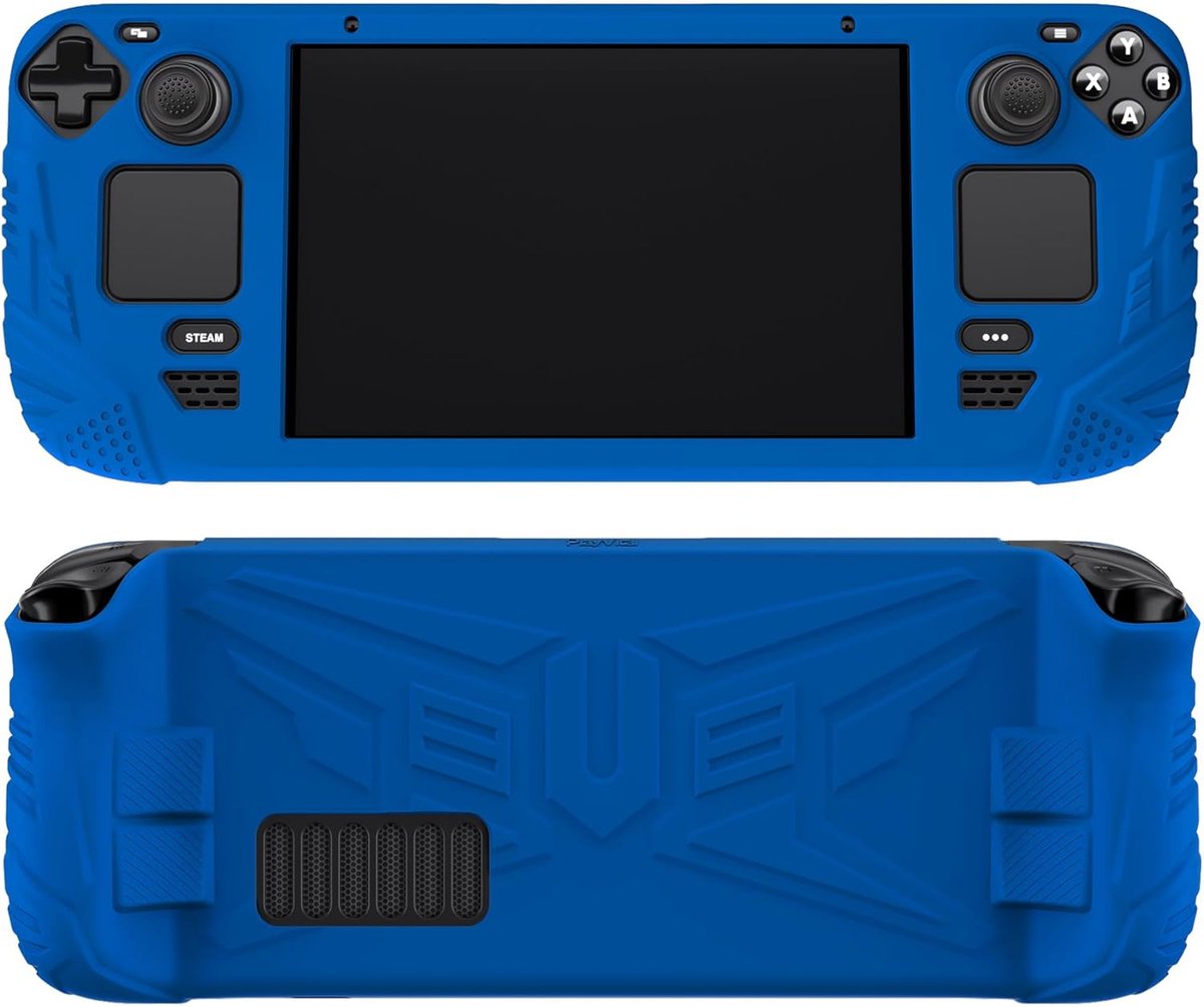 SnelShoppen - Silicone Beschermhoes voor Steam Deck LCD - Ergonomische Soft Protector Case met Verbeterde Achterknoppen en Duimgrip Caps - Antislip Sc