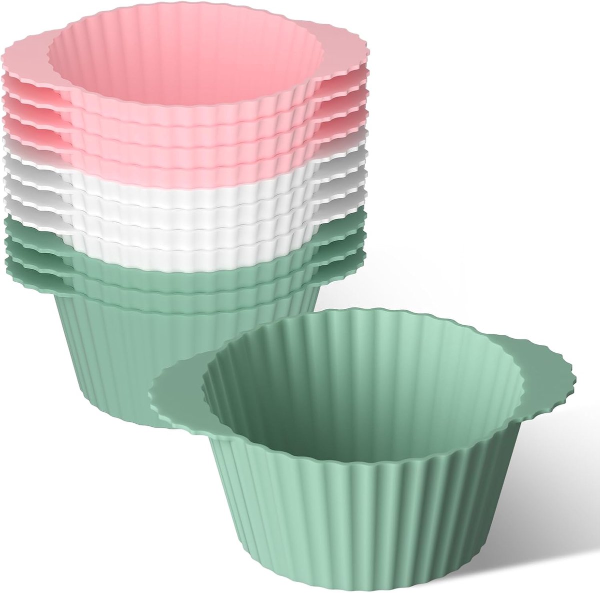 SnelShoppen - Pack van 12 Silicone Eieren Wilder - 7.5 x 5.3 x 3 cm - Duurzame Muffin Mallen voor Air Fryer - Geschikt voor Hot & Cold - Roze, Grijs,