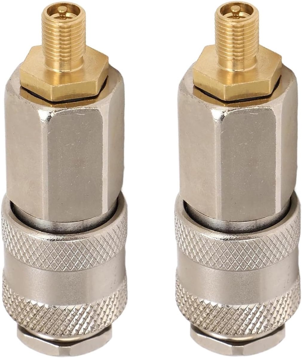 SnelShoppen - Pack van 2 Auto Banden Ventiel Aansluitstukken, Luchtcompressor Adapter, Robuuste Stalen Schroefdraad voor Amerikaanse Ventielen, 3-in-1