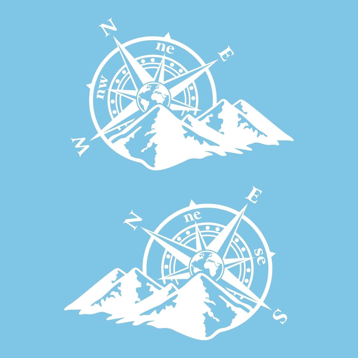 SnelShoppen - Autodomy Kompas Roos Stickers | Windroos Vinyl Stickers voor Auto, Motor, Caravan, Camper & 4x4 Off-Road | UV Bestendig, Wit, 39x27cm