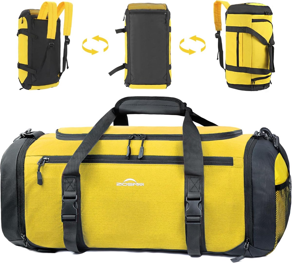 SnelShoppen - Sporttas voor Mannen 42L, Waterdichte Oxford Rugzak met Schoencompartiment, Vochtcompartiment en Isolatielaag, Geel, Voor Gym en Reizen