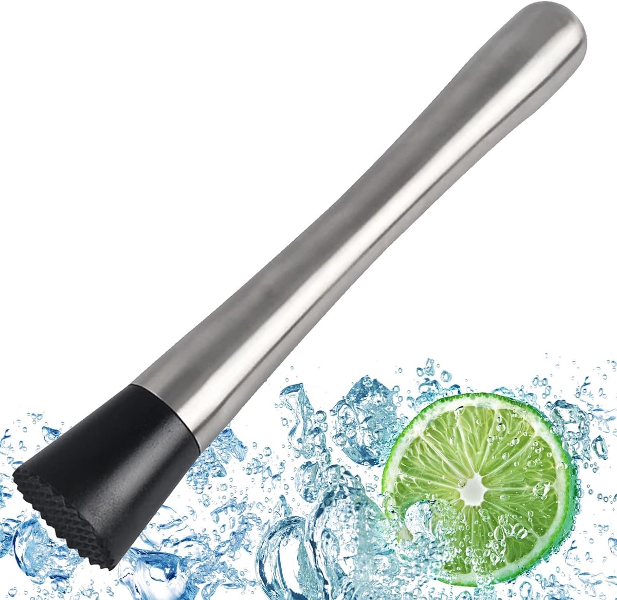 SnelShoppen - 25 cm RVS Mortel voor Cocktails, IJscrusher, Cocktailaccessoires, Bar Mortel, Limoenpers, Perfect voor Feestjes en Thuisgebruik