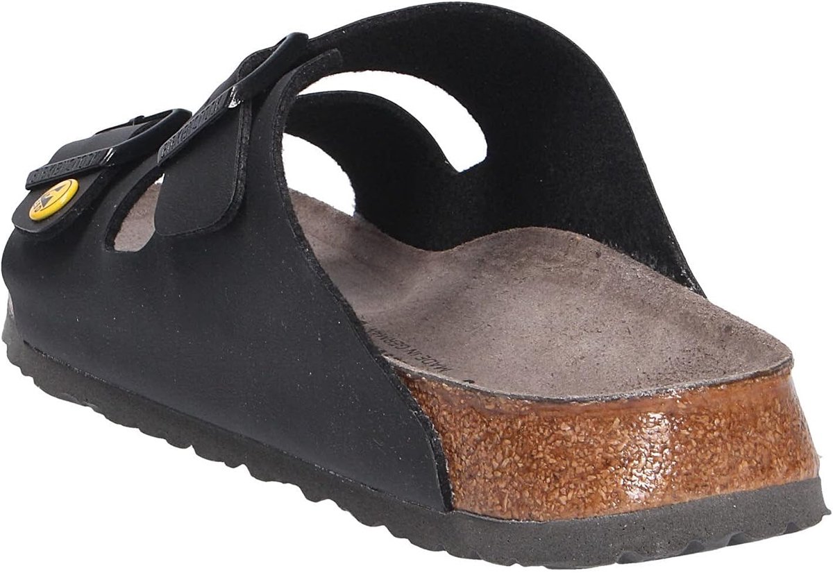 SnelShoppen - Unisex Antistatische Birko-Flor Arizona Schoen - ESD Veilig, Anatomisch Vormgegeven, Verstelbare Gespen, Zwart, Maat 36 - Smalle Voetbre