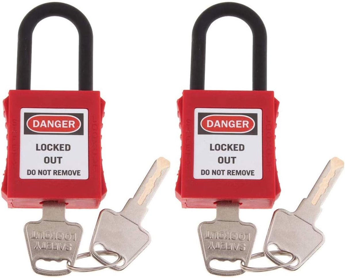 SnelShoppen - 2x Veiligheid Hangslot Rood, Duurzaam Isolatie Hangslot van Engineering Plastic met Writable Label voor Energie Isolatie