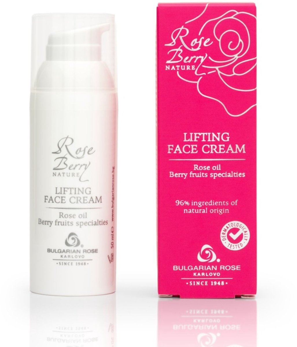 Lifting face cream Rose Berry Nature | 50 ml | Liftende gezichtscrème voor de rijpere huid met cranberry-extract, hyaluronzuur en 100% natuurlijke Bulgaarse rozenolie en rozenwater