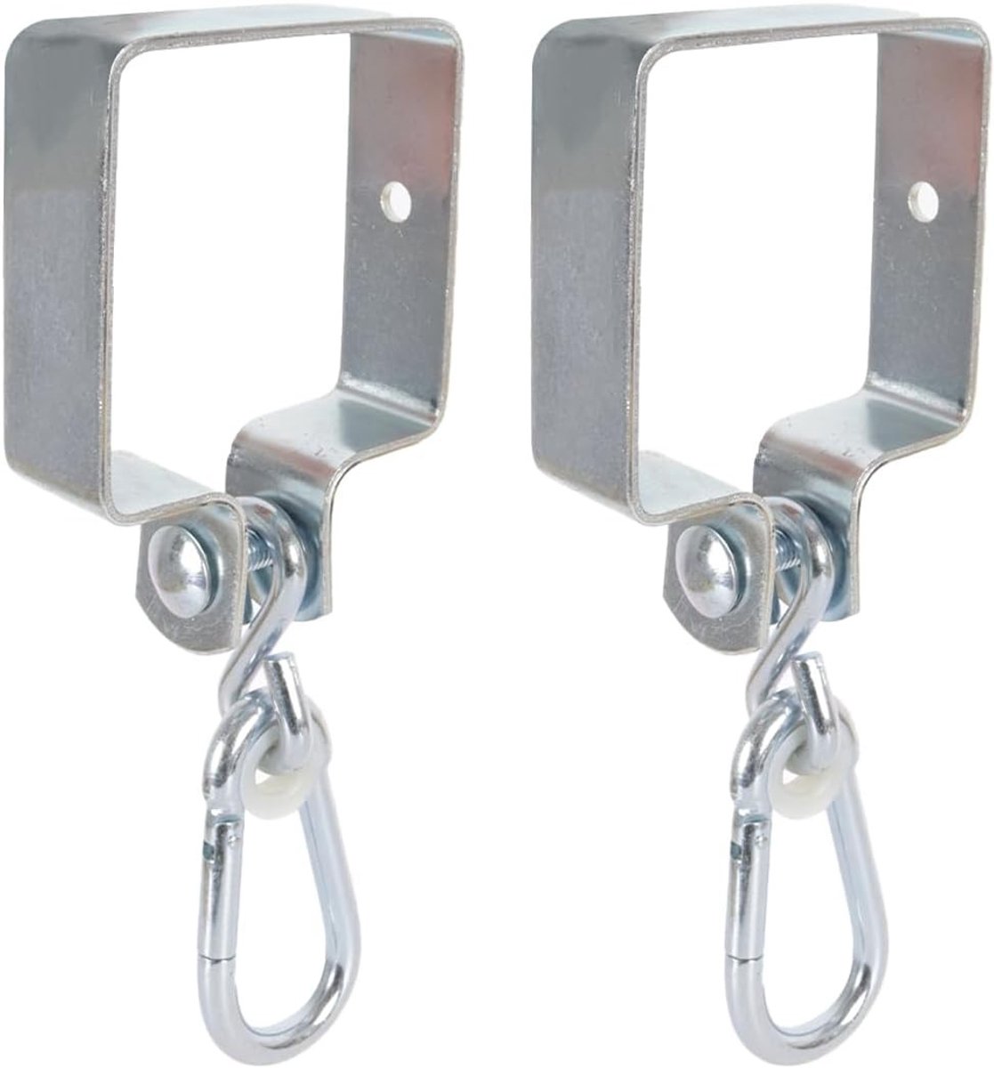 Set van 2 vierkante schommelhaken met karabijnhaak, gegalvaniseerd voor houten balken, ide