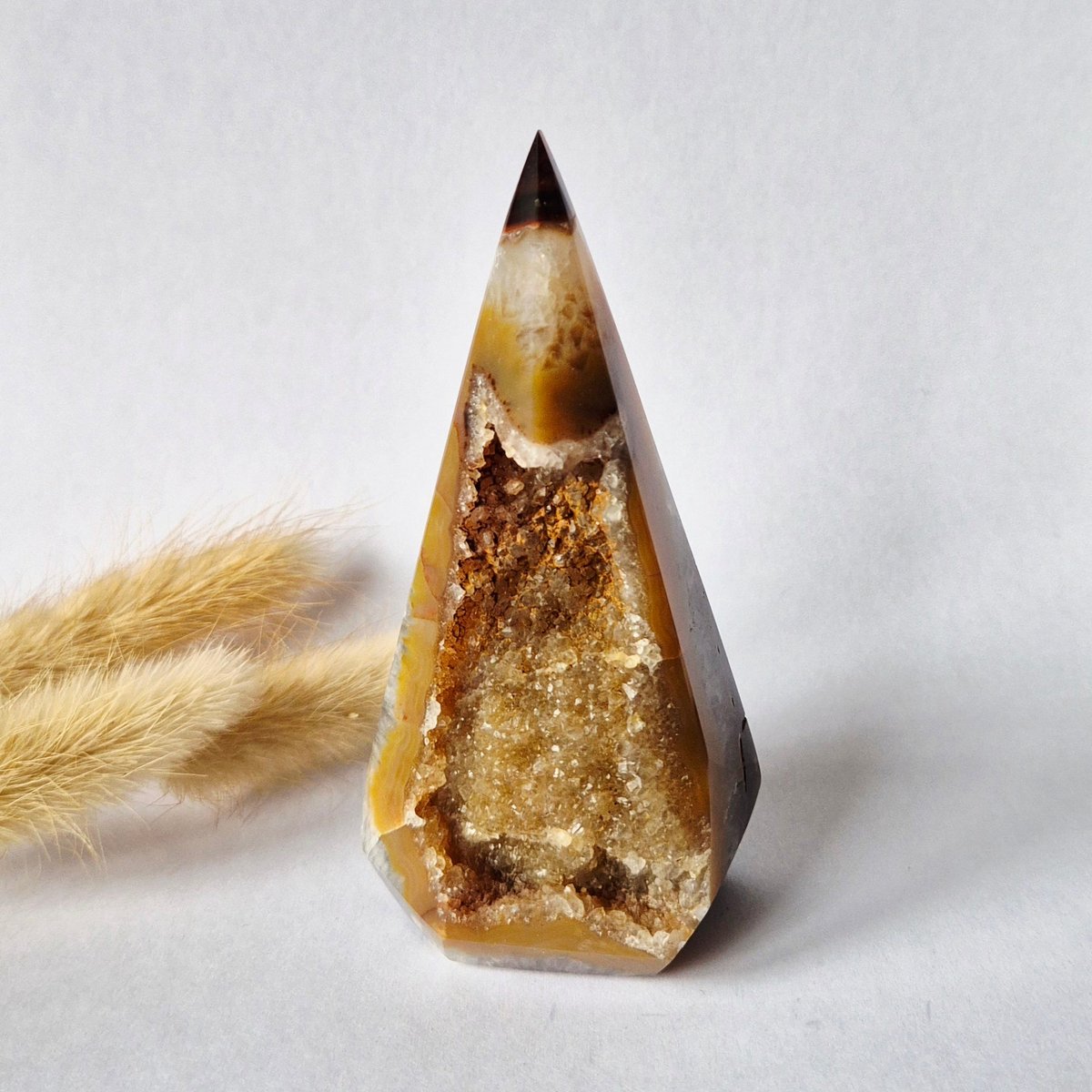 Druzy Grijze Agaat Diamant Staande Edelsteen Kristal - #39 190g