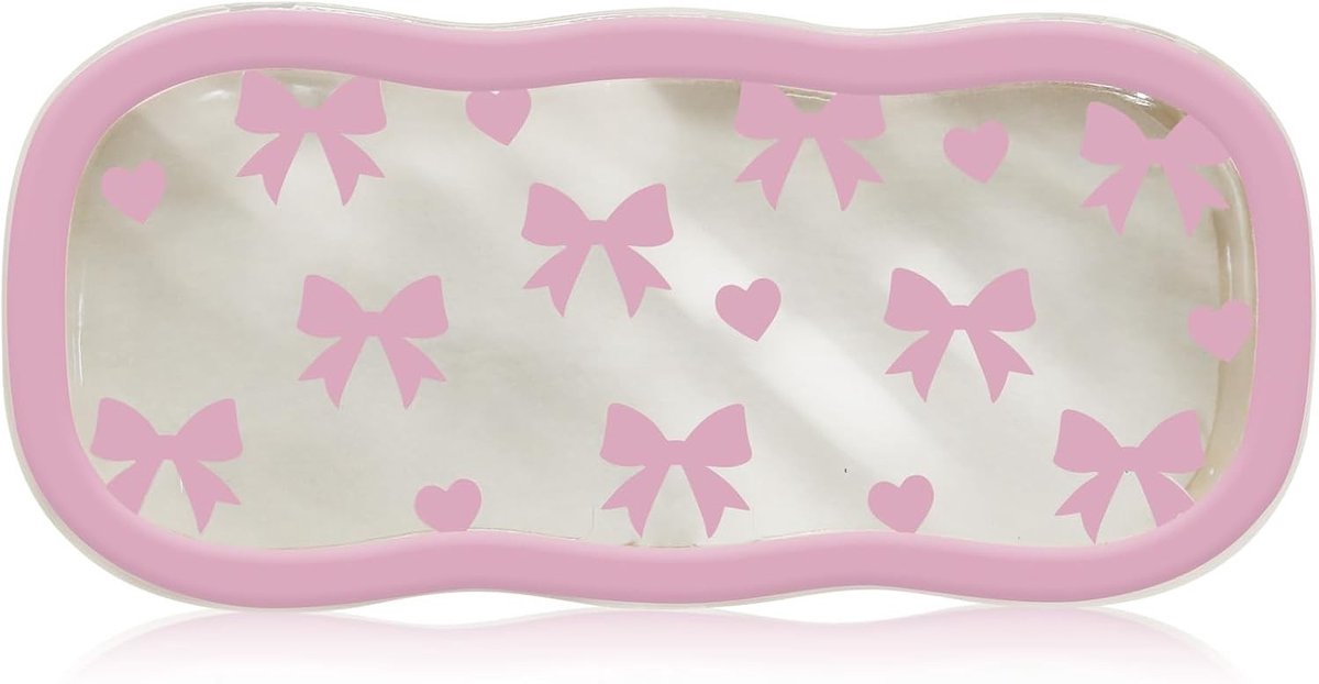 Stijlvolle roze plastic brillenkoker met strik, ideaal voor bescherming en opslag van brillen