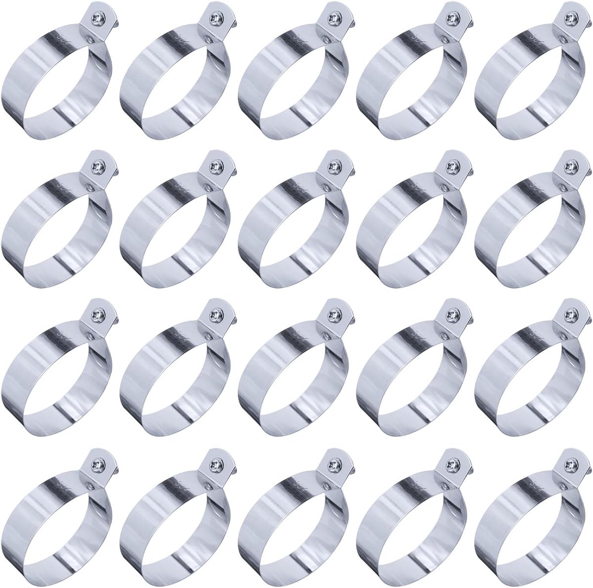 20 Sets RVS Kettinglink Beugel met Bouten en Moeren voor Poort en Hekje - 75mm Diameter, Duurzaam en Corrosiebestendig